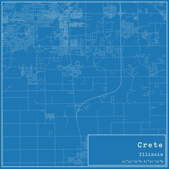 Blueprint US city map of Crete, Illinois.