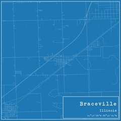 Obraz premium Blueprint US city map of Braceville, Illinois.