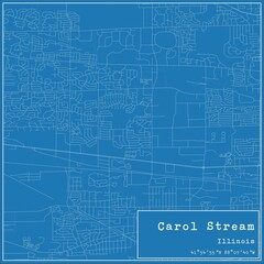 Blueprint US city map of Carol Stream, Illinois.