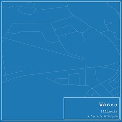 Blueprint US city map of Wasco, Illinois.
