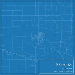 Blueprint US city map of Marengo, Illinois.
