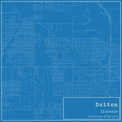 Fototapeta premium Blueprint US city map of Dolton, Illinois.