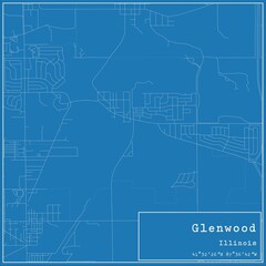 Blueprint US city map of Glenwood, Illinois.