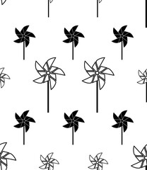 Windmill Toy Icon Seamless Pattern, Diagonal Folded Paper Toy