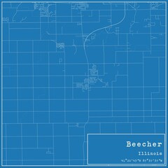 Obraz premium Blueprint US city map of Beecher, Illinois.