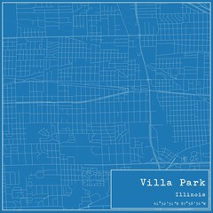 Blueprint US city map of Villa Park, Illinois.