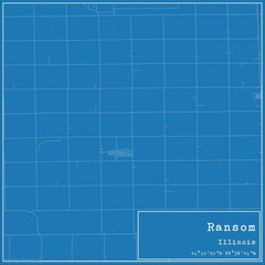 Blueprint US city map of Ransom, Illinois.