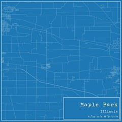Blueprint US city map of Maple Park, Illinois.