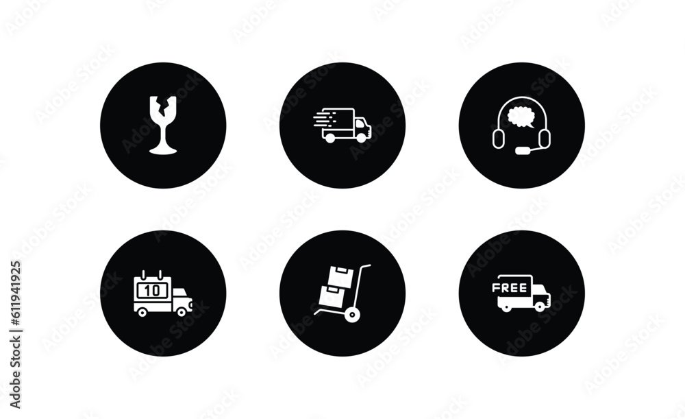 Poster delivery and logistic filled icons set. delivery and logistic filled icons pack included fragile, fa