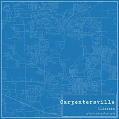 Blueprint US city map of Carpentersville, Illinois.