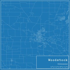 Fototapeta premium Blueprint US city map of Woodstock, Illinois.
