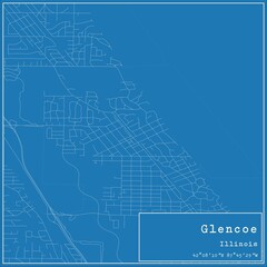 Blueprint US city map of Glencoe, Illinois.