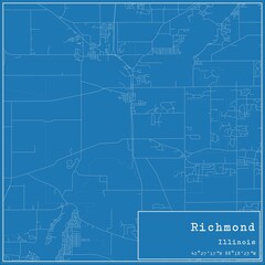 Blueprint US city map of Richmond, Illinois.