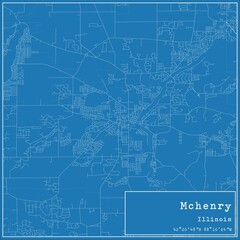 Blueprint US city map of Mchenry, Illinois.