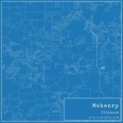 Blueprint US city map of Mchenry, Illinois.