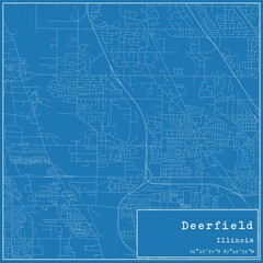 Blueprint US city map of Deerfield, Illinois.