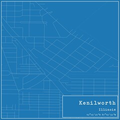 Blueprint US city map of Kenilworth, Illinois.