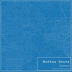 Blueprint US city map of Morton Grove, Illinois.