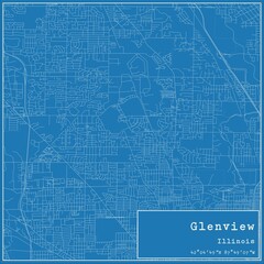 Fototapeta premium Blueprint US city map of Glenview, Illinois.