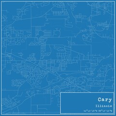 Blueprint US city map of Cary, Illinois.