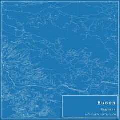 Blueprint US city map of Huson, Montana.