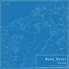 Blueprint US city map of Wise River, Montana.