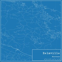Blueprint US city map of Helmville, Montana.