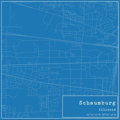 Blueprint US city map of Schaumburg, Illinois.