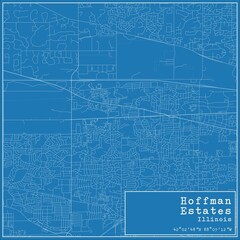 Blueprint US city map of Hoffman Estates, Illinois.