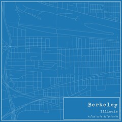 Blueprint US city map of Berkeley, Illinois.