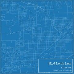 Blueprint US city map of Midlothian, Illinois.