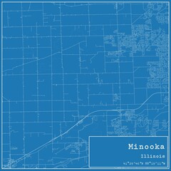 Blueprint US city map of Minooka, Illinois.