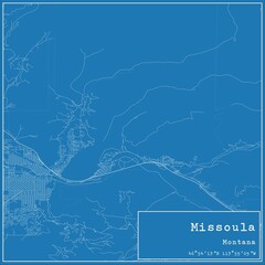 Blueprint US city map of Missoula, Montana.