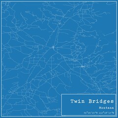 Blueprint US city map of Twin Bridges, Montana.