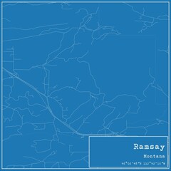 Blueprint US city map of Ramsay, Montana.