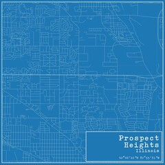 Blueprint US city map of Prospect Heights, Illinois.