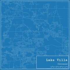 Blueprint US city map of Lake Villa, Illinois.