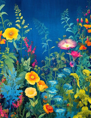 Obraz na płótnie Canvas pastel color background and bright floral border, Ai generative