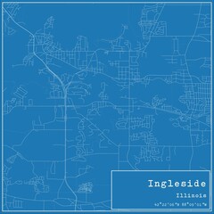 Blueprint US city map of Ingleside, Illinois.