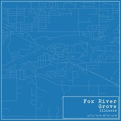 Blueprint US city map of Fox River Grove, Illinois.