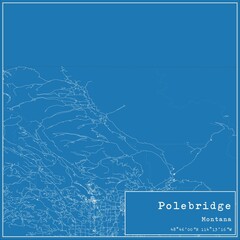 Blueprint US city map of Polebridge, Montana.