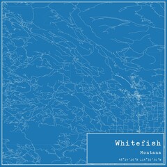 Blueprint US city map of Whitefish, Montana.