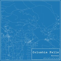 Blueprint US city map of Columbia Falls, Montana.