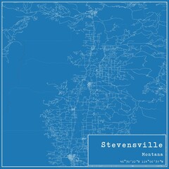 Blueprint US city map of Stevensville, Montana.