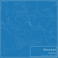 Blueprint US city map of Proctor, Montana.
