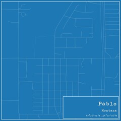 Fototapeta premium Blueprint US city map of Pablo, Montana.