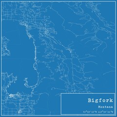Blueprint US city map of Bigfork, Montana.