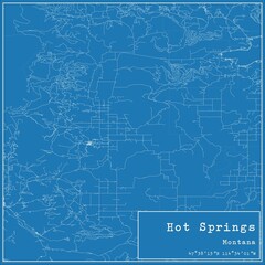 Fototapeta premium Blueprint US city map of Hot Springs, Montana.