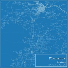 Obraz premium Blueprint US city map of Florence, Montana.