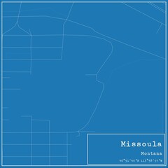Blueprint US city map of Missoula, Montana.